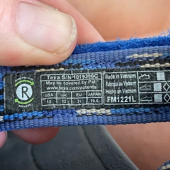 Teva, kids 13, blue strap active outdoor adjustable walking hiking water sandals - Picture 7 of 7